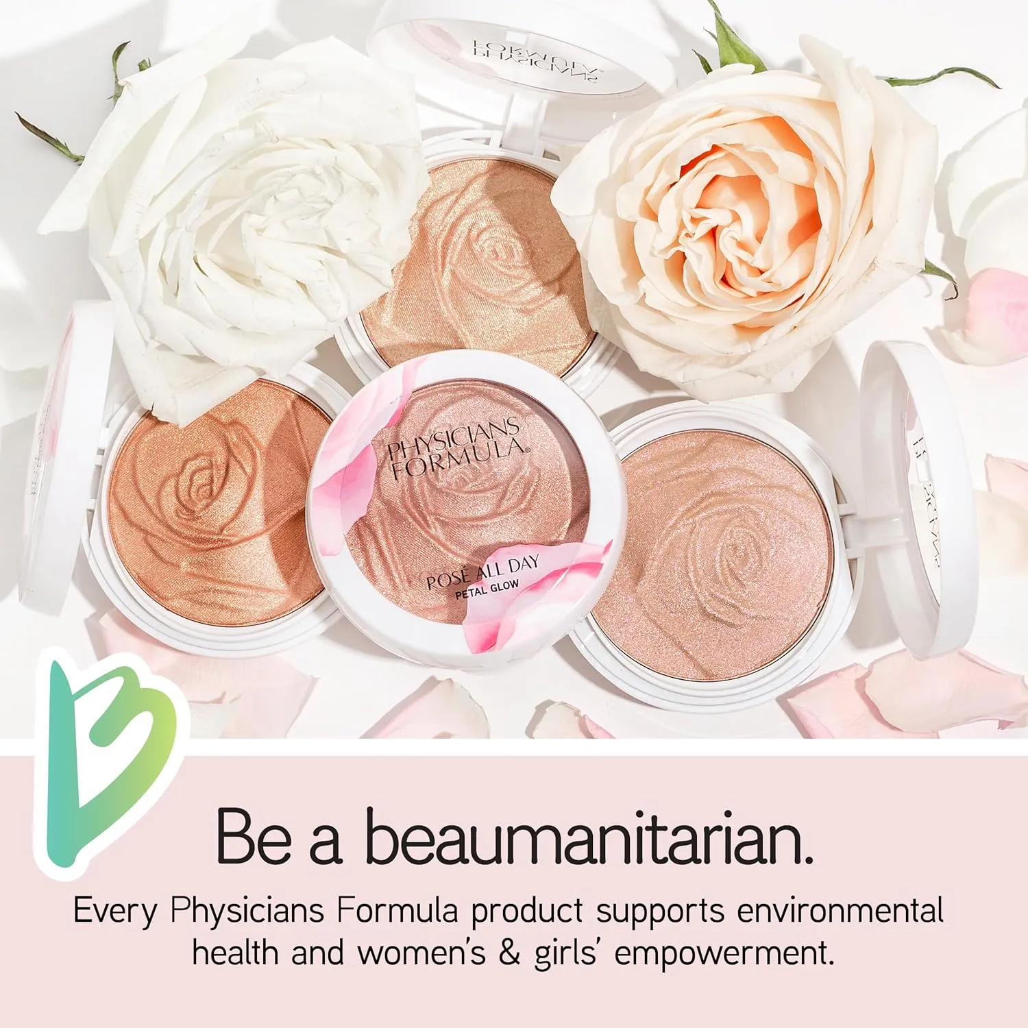 Physicians Formula Ros All Day Highlighter Blush Face Powder, Pink Petal Glow, Dermatologist Tested, Clinicially Tested