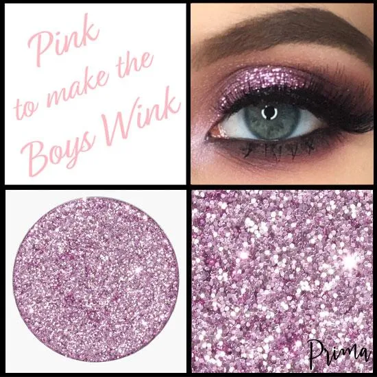 Prima Makeup Pressed Glitter Pink Multi-Tonal Eyeshadow  - Pink to Make the Boys Wink