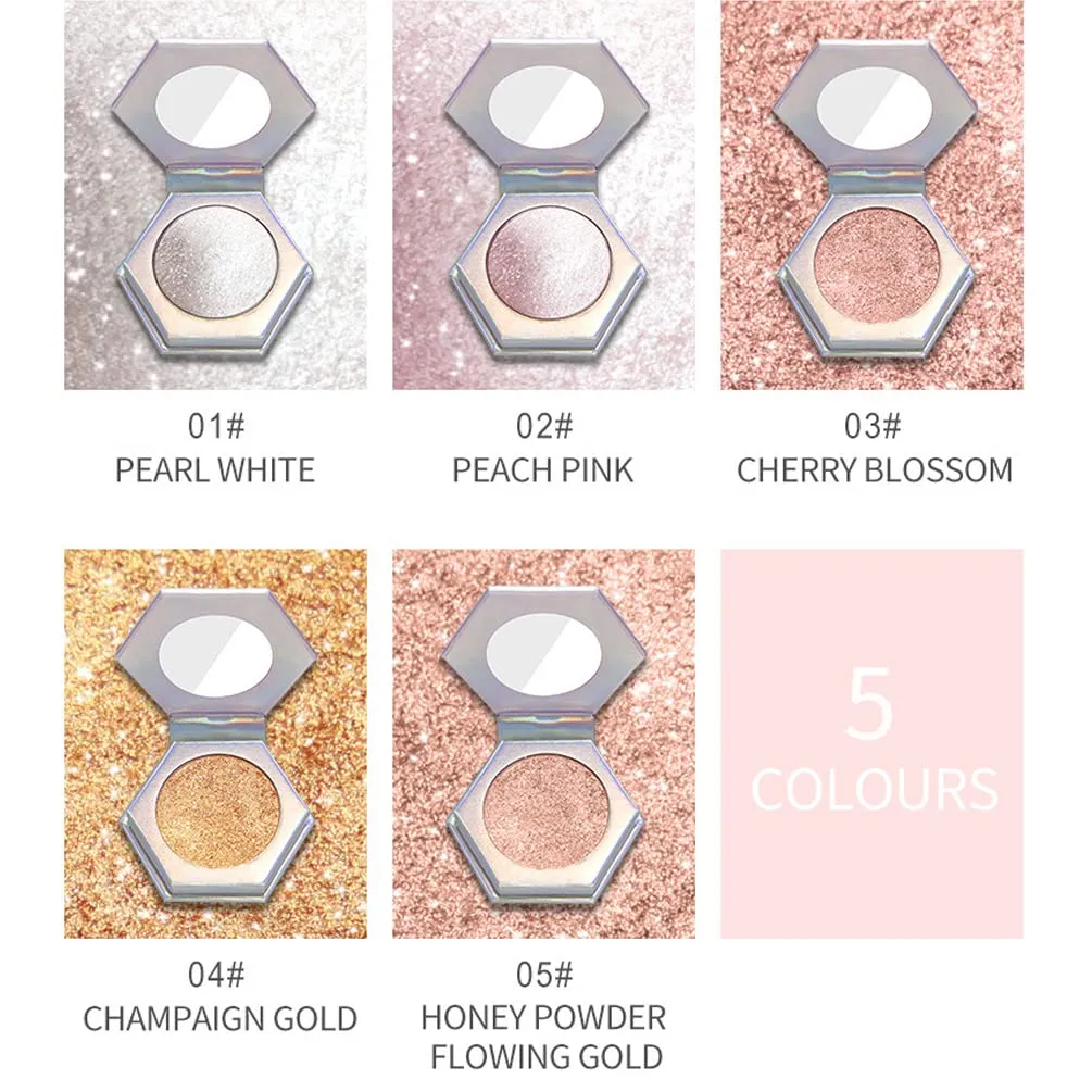 QiBest Highlighting Pressed Powder Diamond Pearl Sparkle Mashed Potatoes Brightening, Contouring, Toning, Fashion Cosmetics Professional Foundation (C)
