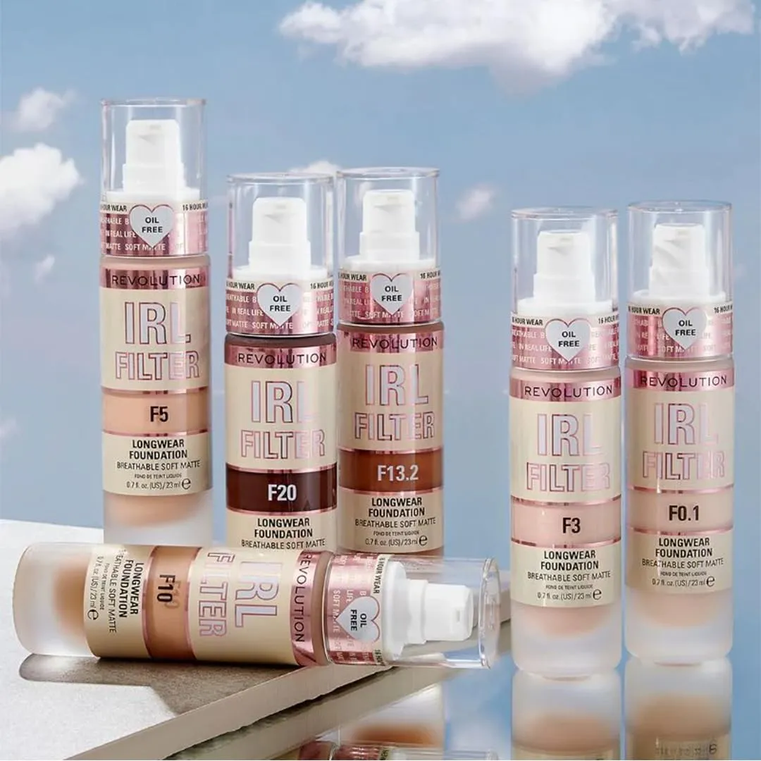 Revolution, IRL Filter Longwear Foundation, Soft & Breathable Formula, Medium to Full Coverage, Matte Finish, F9, 0.7 fl oz