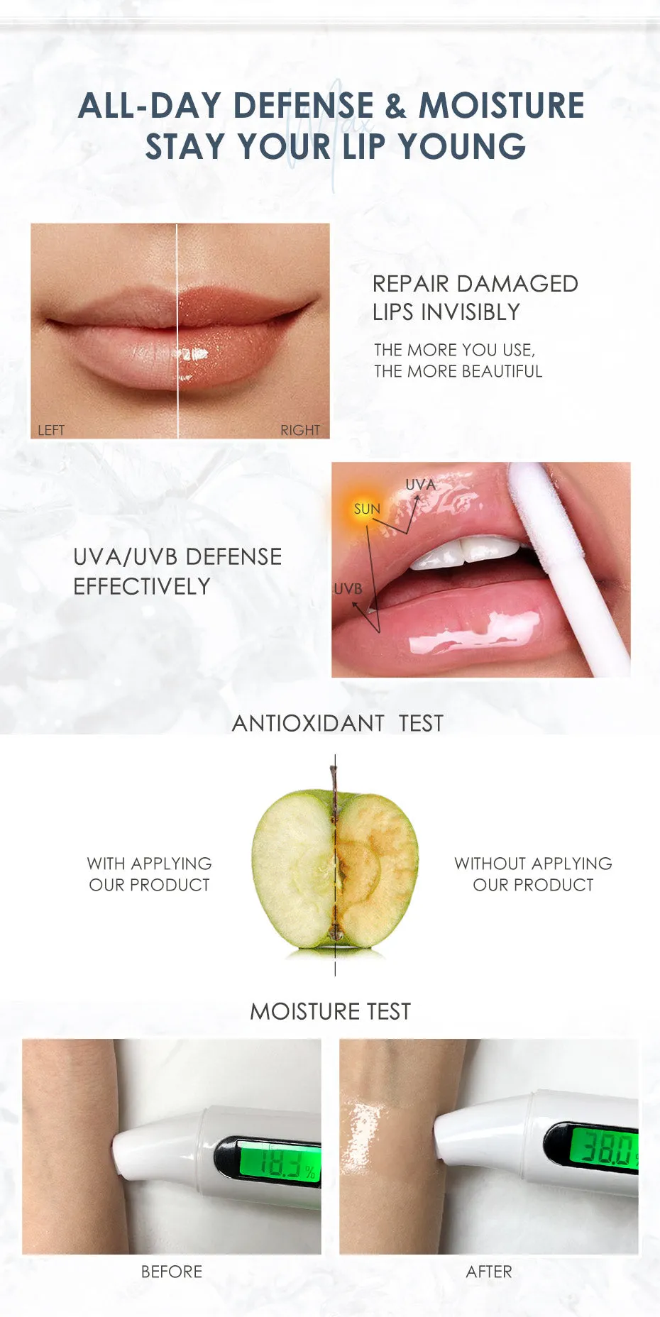 Shimmer High-Shine Glossy Non Sticky Lip Tint Nourish Lipcare Professional Long Stay Lipgloss