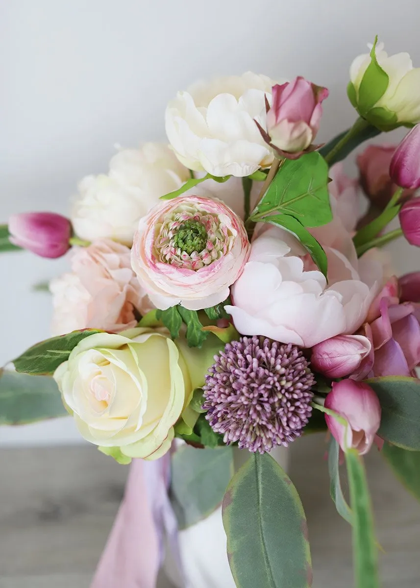 Silk Ranunculus in Pink Cream - 13"