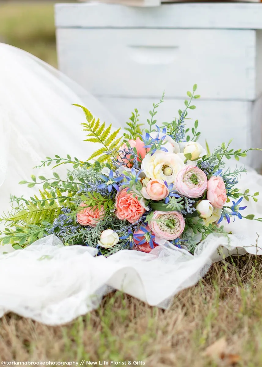 Silk Ranunculus in Pink Cream - 13"