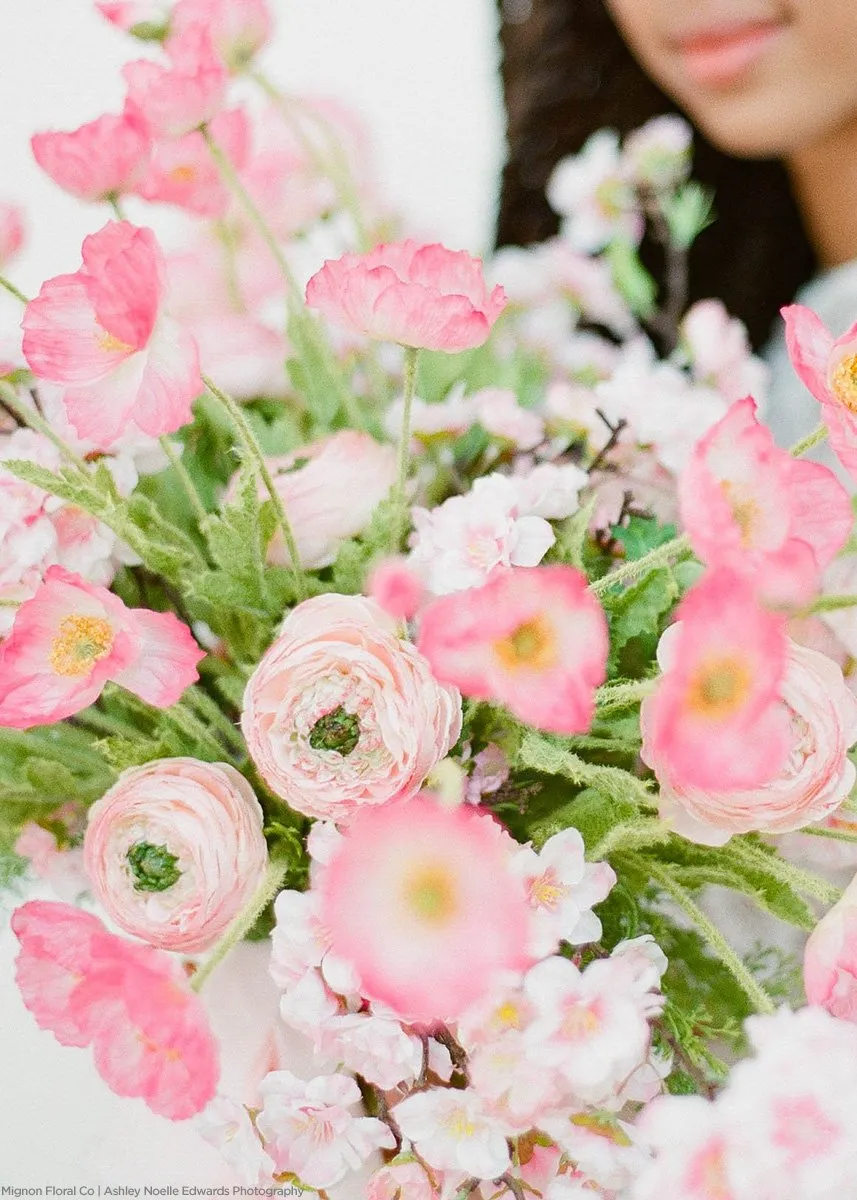 Silk Ranunculus in Pink Cream - 13"