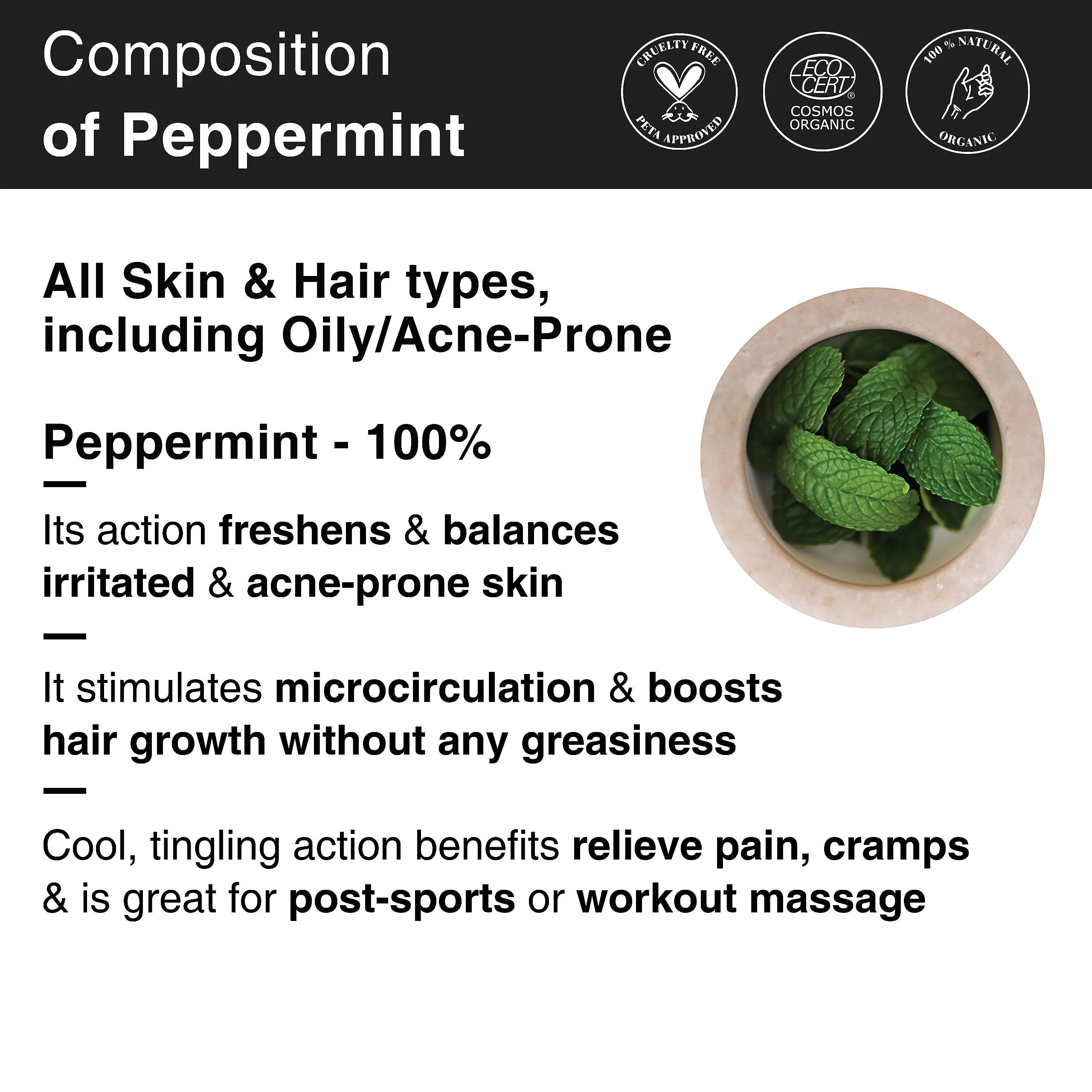 Soulflower Peppermint Essential Oil for Skin & Hair Care, Scalp, Aromatherapy |100% Pure & Natural Therapeutic Grade, Undiluted, Ecocert Cosmos Organic Certified| Mentha Piperita |15ml