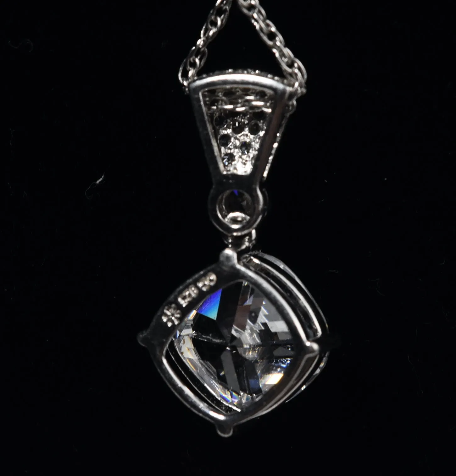Sterling Silver Cubic Zirconia Pendant on Sterling Silver Chain Necklace - 18"