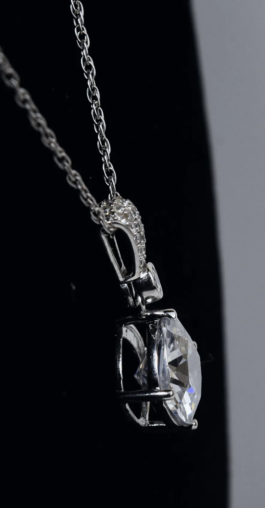 Sterling Silver Cubic Zirconia Pendant on Sterling Silver Chain Necklace - 18"