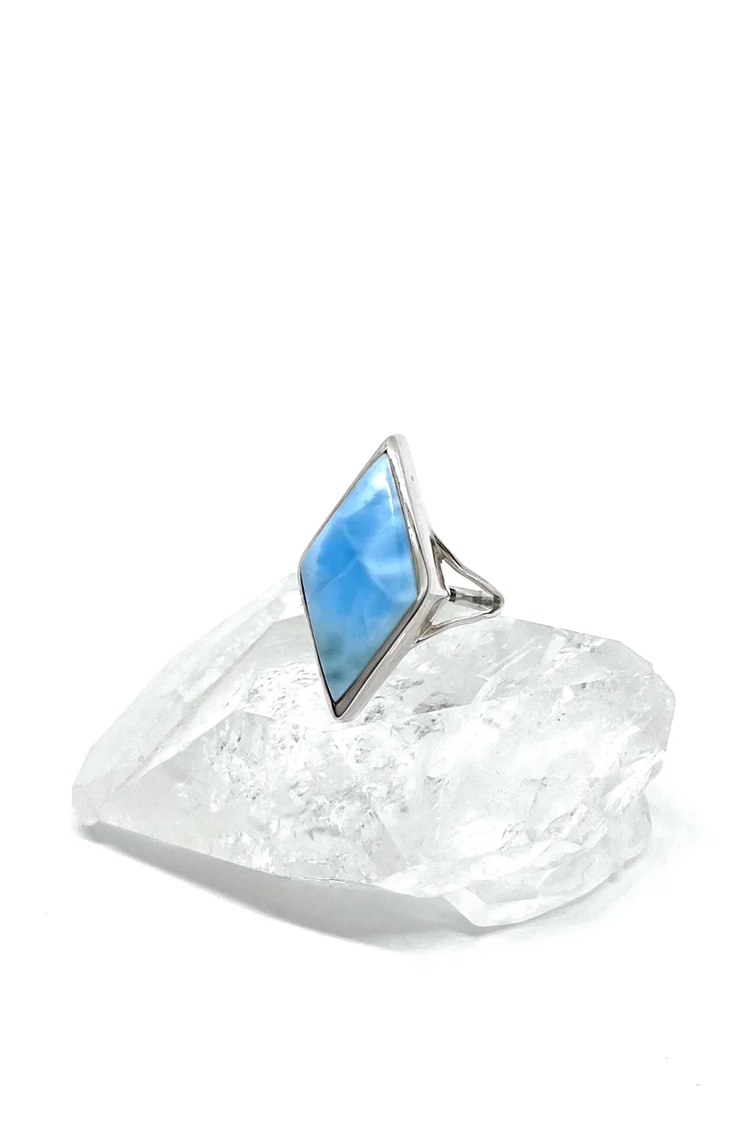 Sterling Silver Diamond Shaped Larimar Ring (Size 7 1/2, 10)