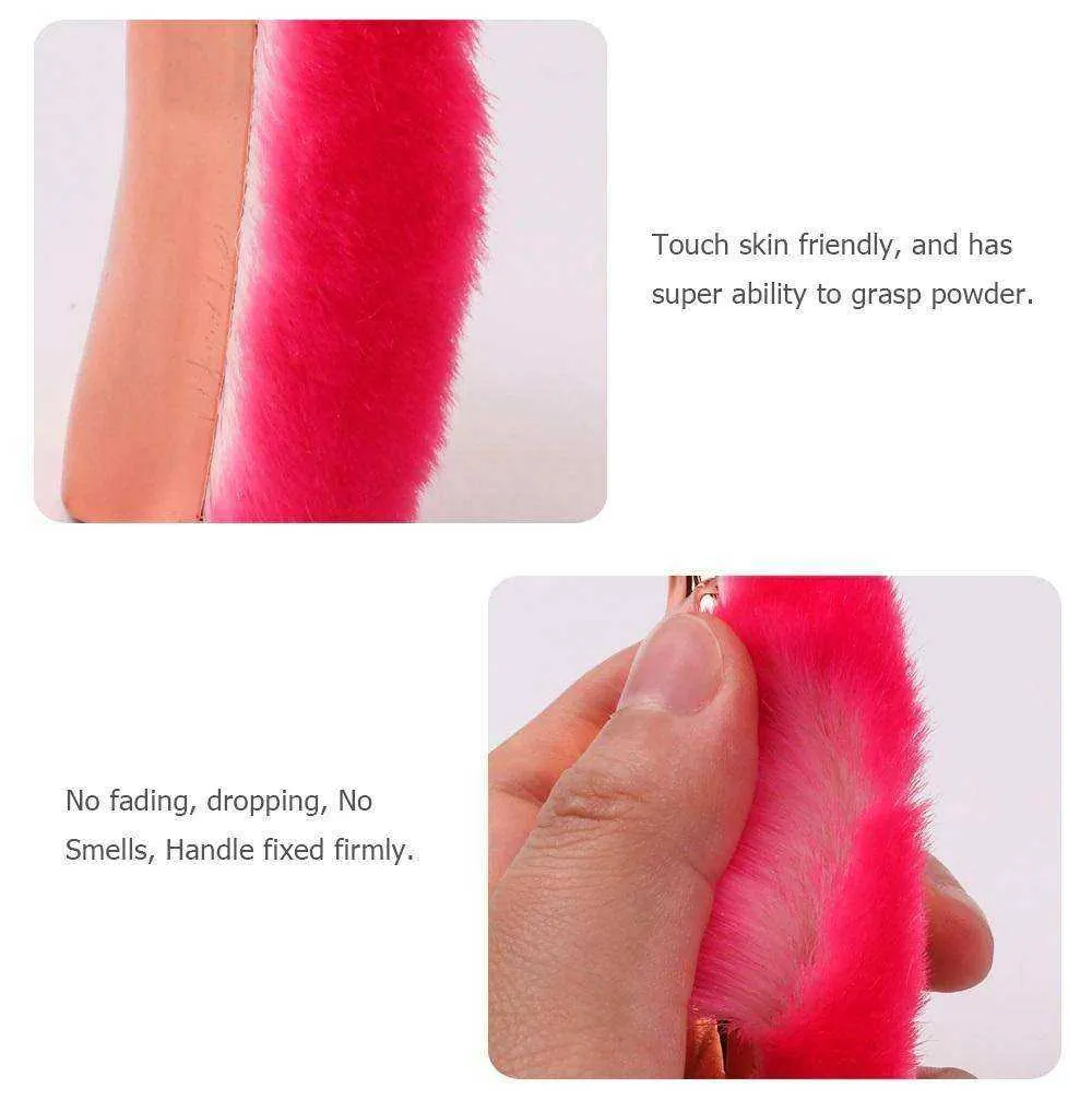 Unique Unicorn Rainbow Synthetic Hair Powder Blush Aesthetic Makeup Brushes