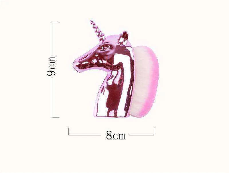 Unique Unicorn Rainbow Synthetic Hair Powder Blush Aesthetic Makeup Brushes