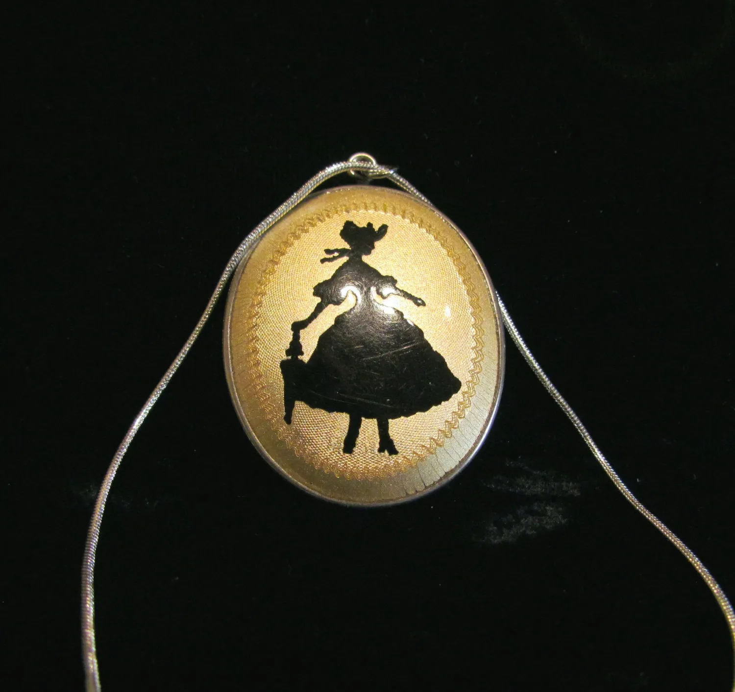 Victorian Guilloche Enamel Pendant Powder Compact Necklace With Sterling Silver Chain