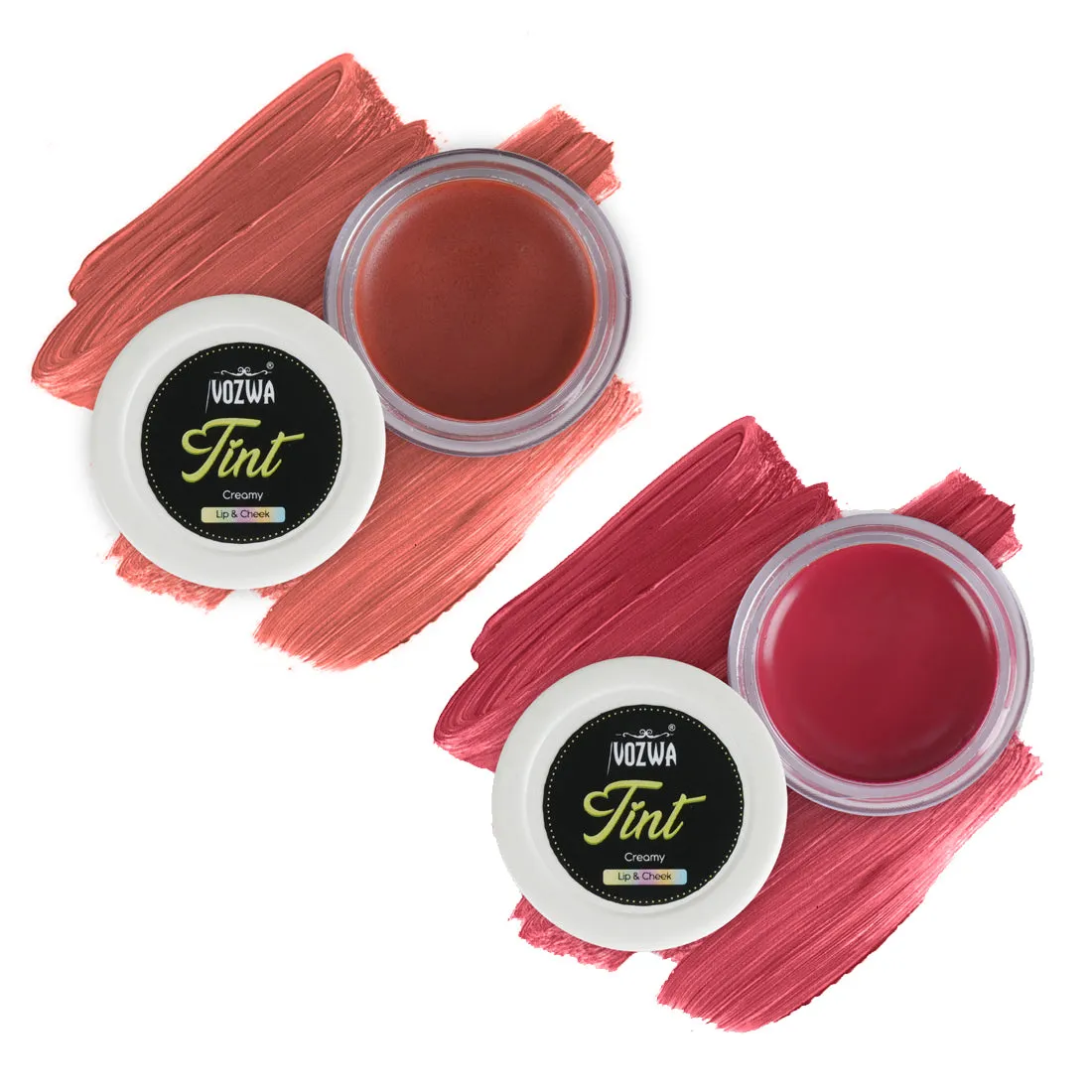 VOZWA Beauty Lip & Cheek Tint | Long Lasting, & Matte Finish Lip  (Pink, Nude Brown, 12 g)