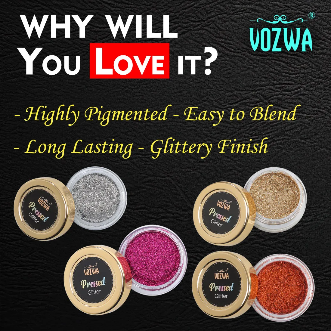 Vozwa Light gold Color Glitter Eyeshadow Palette, Shimmery Finish Sparkle Glitter Eyeshadow Palette, Long Lasting Eye Makeup Palette | Easy-To-Blend Formula & Shiny Texture For Perfect Eye Makeup