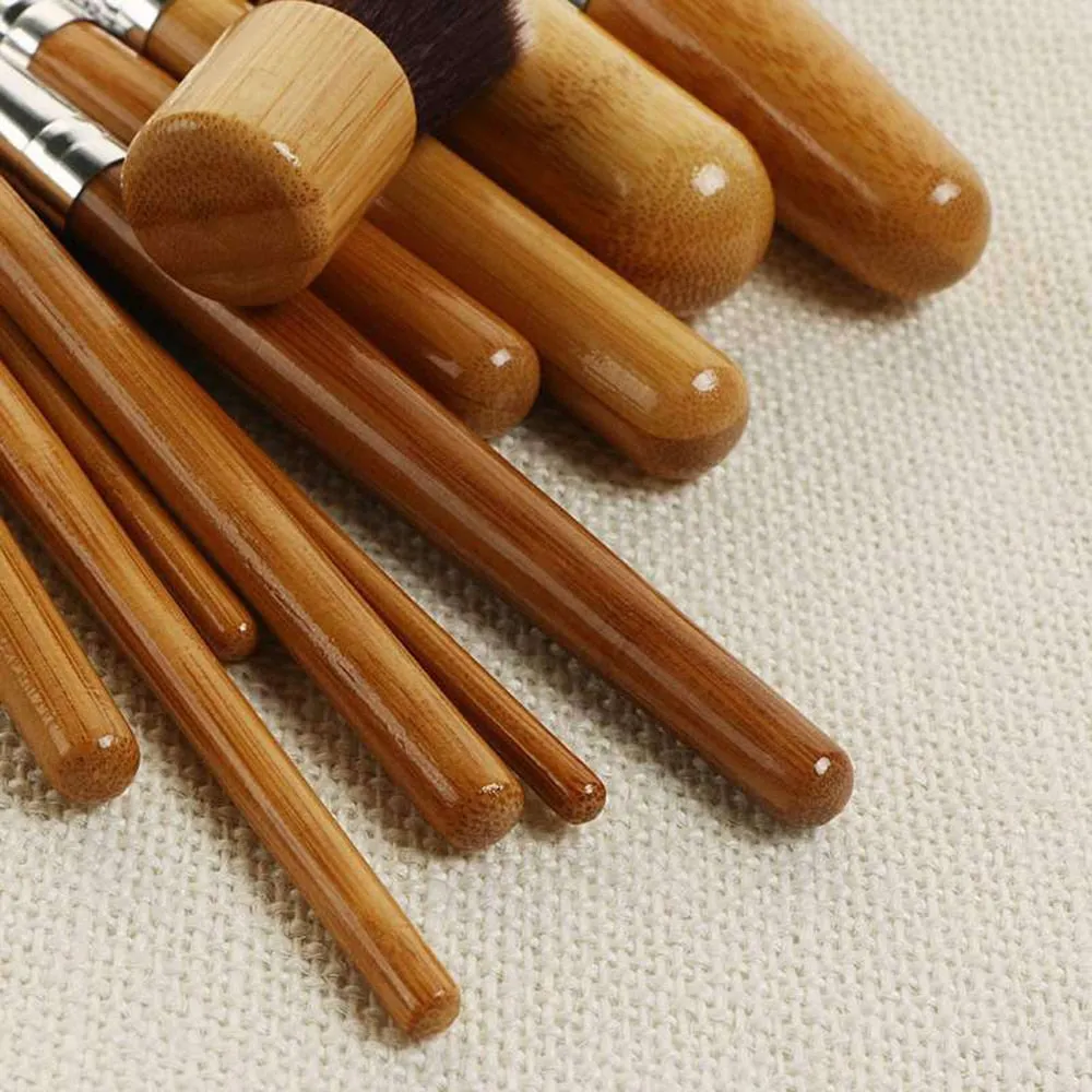 Wood Handle 11-Piece Bamboo Cosmetics Brush Makeup Kit
