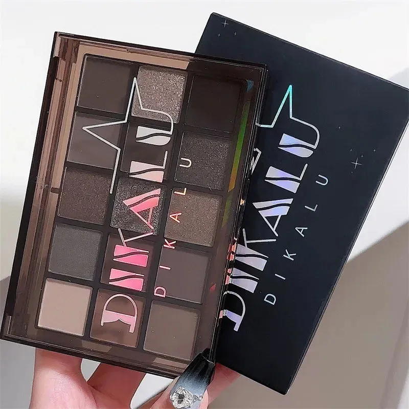 Yeknu 15Colors Cool Toned Eyeshadow Palette Black Smokey Eye Glitter Eyeshadow Shadow Eye Pigments Matte Palette Palett Palette S K4W5