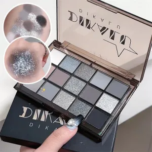 Yeknu 15Colors Cool Toned Eyeshadow Palette Black Smokey Eye Glitter Eyeshadow Shadow Eye Pigments Matte Palette Palett Palette S K4W5