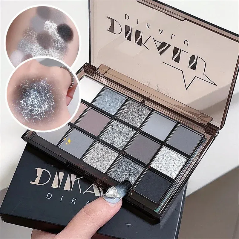 Yeknu 15Colors Cool Toned Eyeshadow Palette Black Smokey Eye Glitter Eyeshadow Shadow Eye Pigments Matte Palette Palett Palette S K4W5