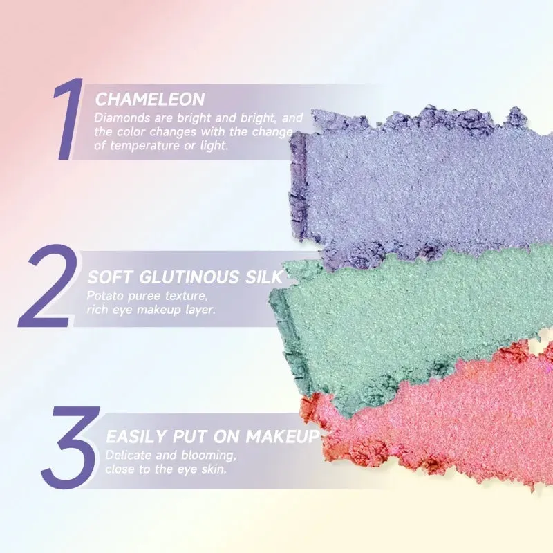 Yeknu 1PC Chameleon Eyeshadow Chameleon Pigment Rainbow Eyeshadow Powder Light Change Holographic Eyeshadow Pigment Glitter Eye Makeup