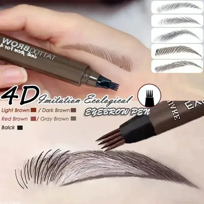 Yeknu 4 Point Eyebrow Pencil Maquillajes Para Mujer Waterproof Liquid Eyebrow Pen Makeup Long Lasting Cosmetic Microblade Brow Pencil