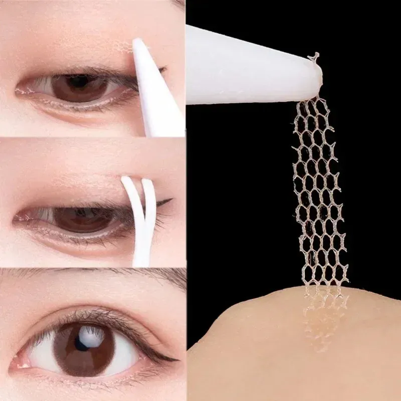 Yeknu Lace Mesh Invisible Double Eyelid Tape Sticker 360/600PCS Self Adhesive Eyelid Tape Stickers S/L Makeup Beige Eyelid Lift Tools