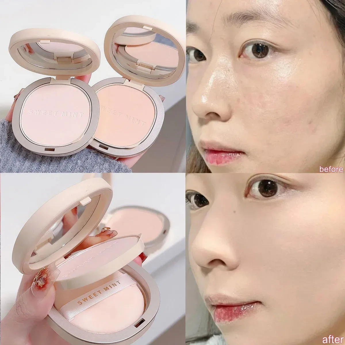 Yeknu Pressed Powder Transparent White Brighten Oil Control Waterproof Concealer Lasting Natural Face Makeup Setting Powder Cosmetic
