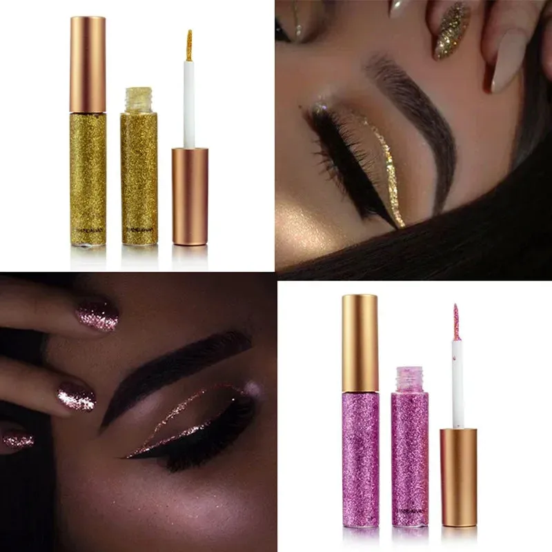 ZUOFILY 10 Colors White Gold Glitter Eyeshadow – Sparkle and Shine with Waterproof Liquid Eyeliner