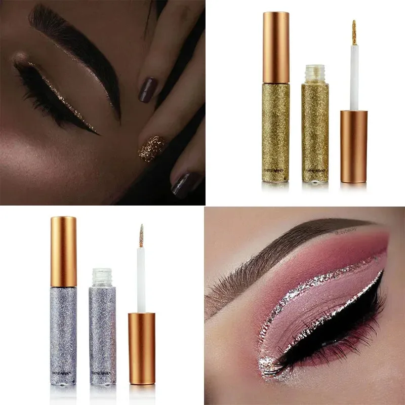 ZUOFILY 10 Colors White Gold Glitter Eyeshadow – Sparkle and Shine with Waterproof Liquid Eyeliner