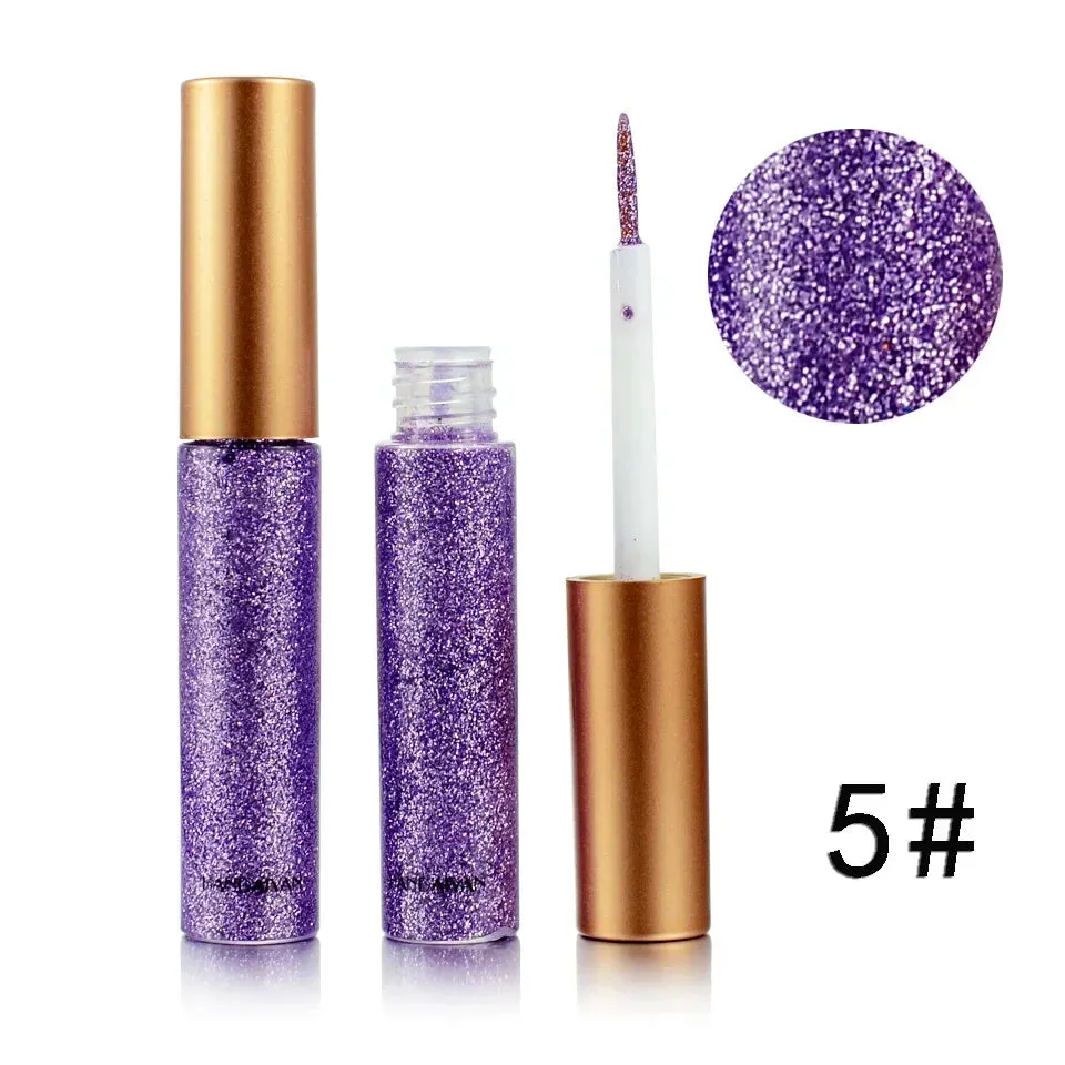 ZUOFILY 10 Colors White Gold Glitter Eyeshadow – Sparkle and Shine with Waterproof Liquid Eyeliner