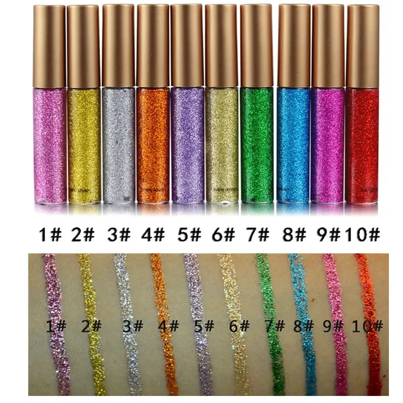 ZUOFILY 10 Colors White Gold Glitter Eyeshadow – Sparkle and Shine with Waterproof Liquid Eyeliner